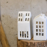 White Ceramic House with LED Lights (M)