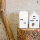 Battery Operated Lit White Ceramic House