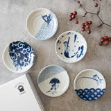 Japanese Porcelain Cat Plates - Someneko 5-Piece Gift Set