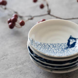 Japanese Porcelain Cat Plates - Someneko 5-Piece Gift Set
