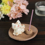 Snuggling Mother-and-Kitten Incense Holder