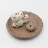 Snuggling Mother-and-Kitten Incense Holder