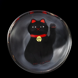 Small Glass Manekineko Plate - Black