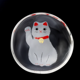 Small Glass Manekineko Plate - White
