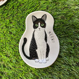 Small Cat Plate - White and Black Cat Robin