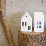 Battery Operated Lit White Ceramic House