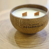 Natural Essential Oil Coconut Shell Candle - Cedarwood