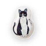Small Cat Plate - White and Black Cat Robin