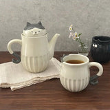 灰白貓咪西式茶壺