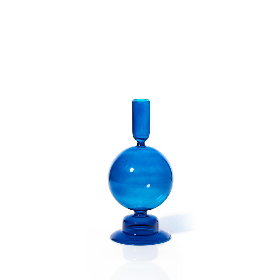 Taper holder - Egyptian blue coloured glass