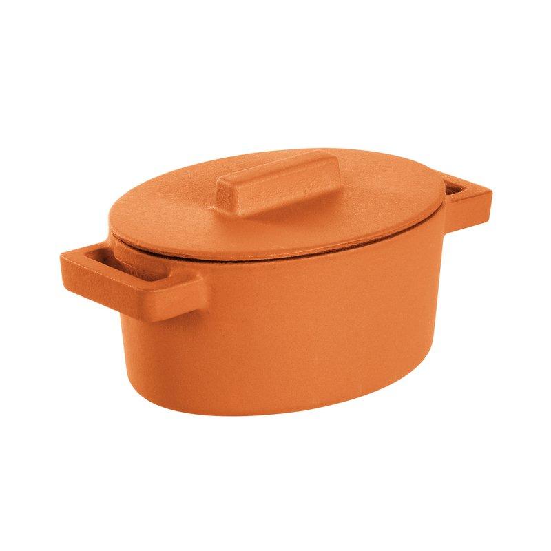 Oval Casserole Pot Cm 13x10 W/Lid Terra.Cotto Cast Iron Curry