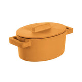 Oval Casserole Pot Cm 13x10 W/Lid Terra.Cotto Cast Iron Vanilla