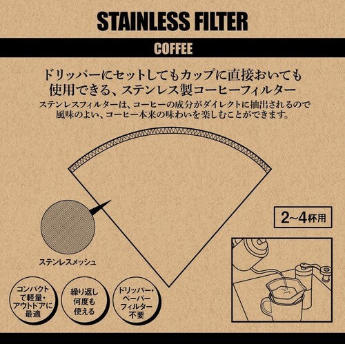 Foldable Coffee Filter - Stainless Steel Mesh Cone 2-4CUP