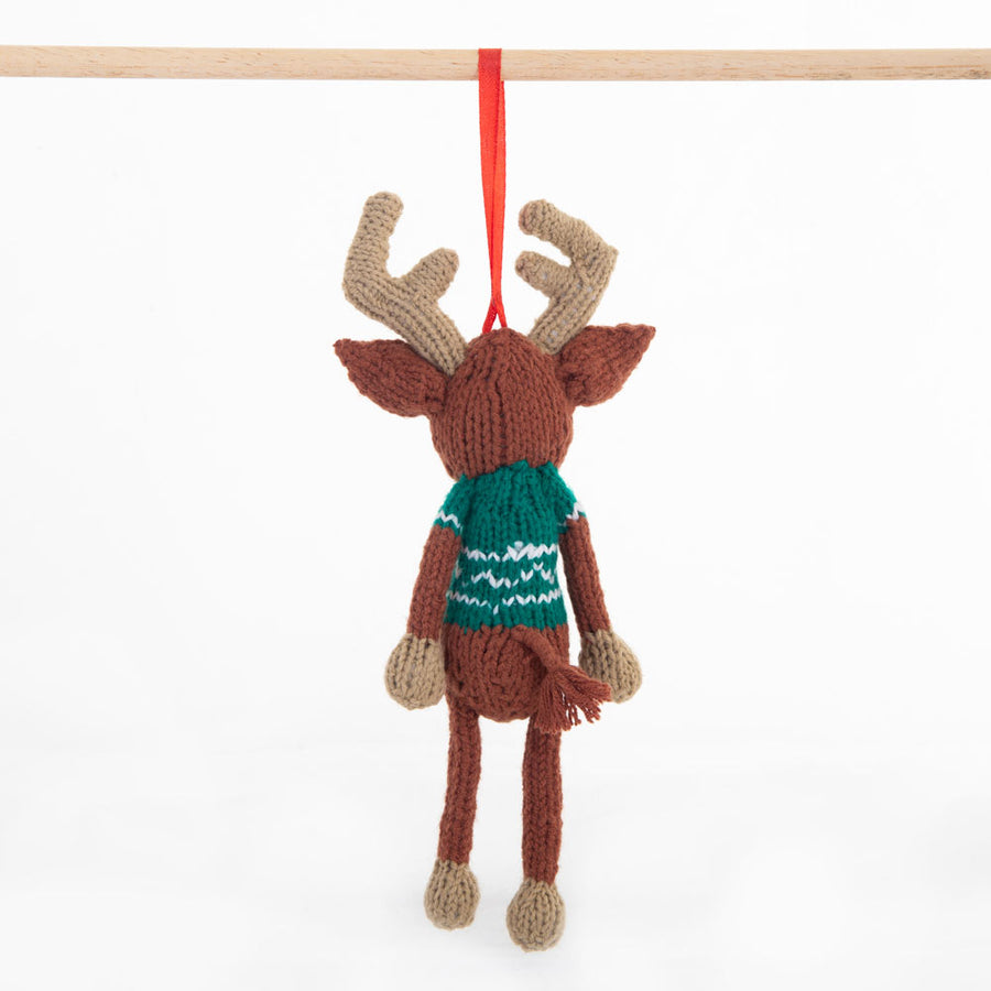 Fairtrade Christmas Decoration - Green Reindeer