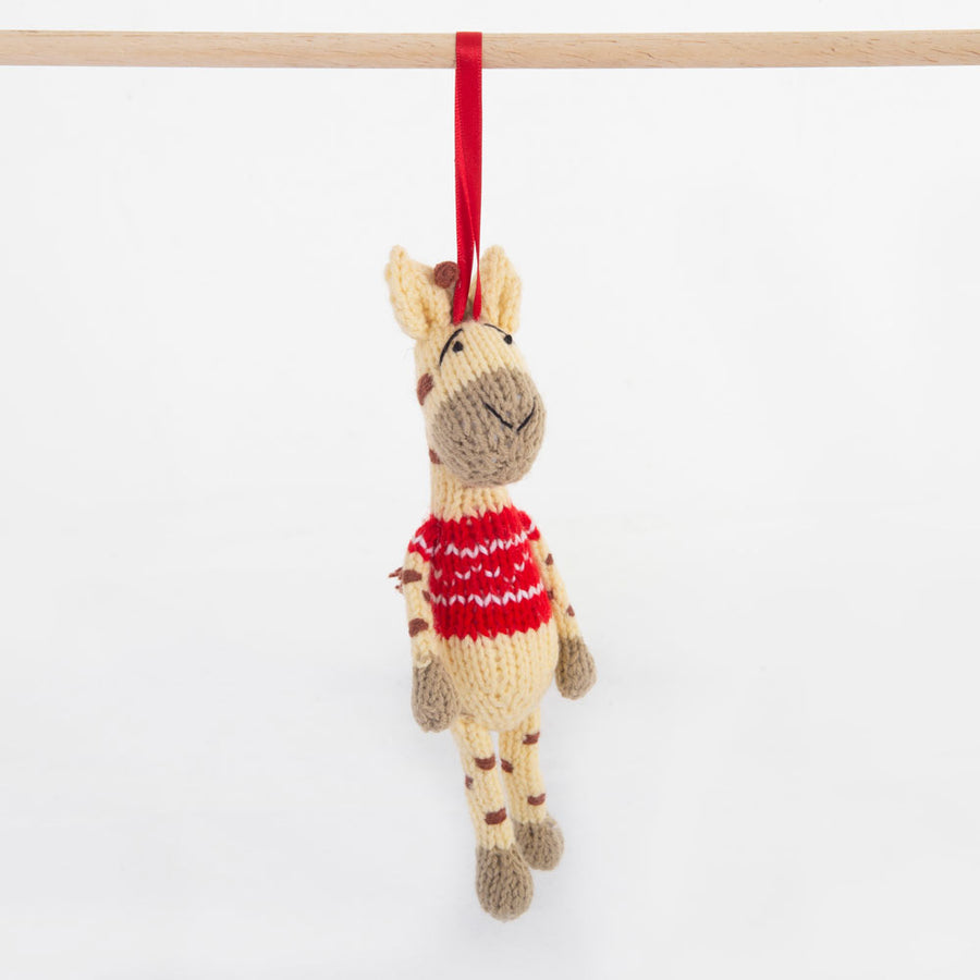 Fairtrade Christmas Decoration - Red Giraffe (Twiza)