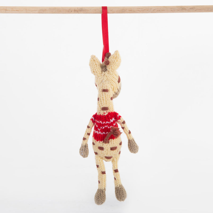 Fairtrade Christmas Decoration - Red Giraffe (Twiza)