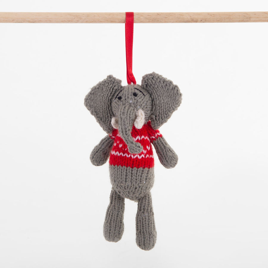 Fairtrade Christmas Decoration - Red Elephant