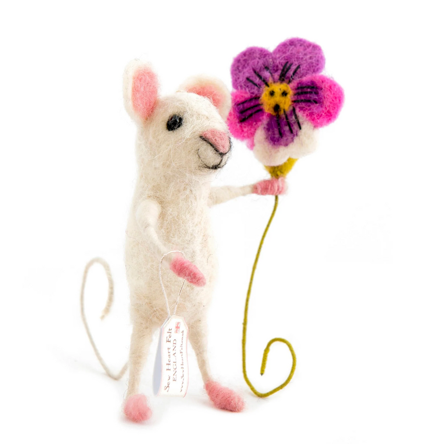Felt Mouse with Pansy